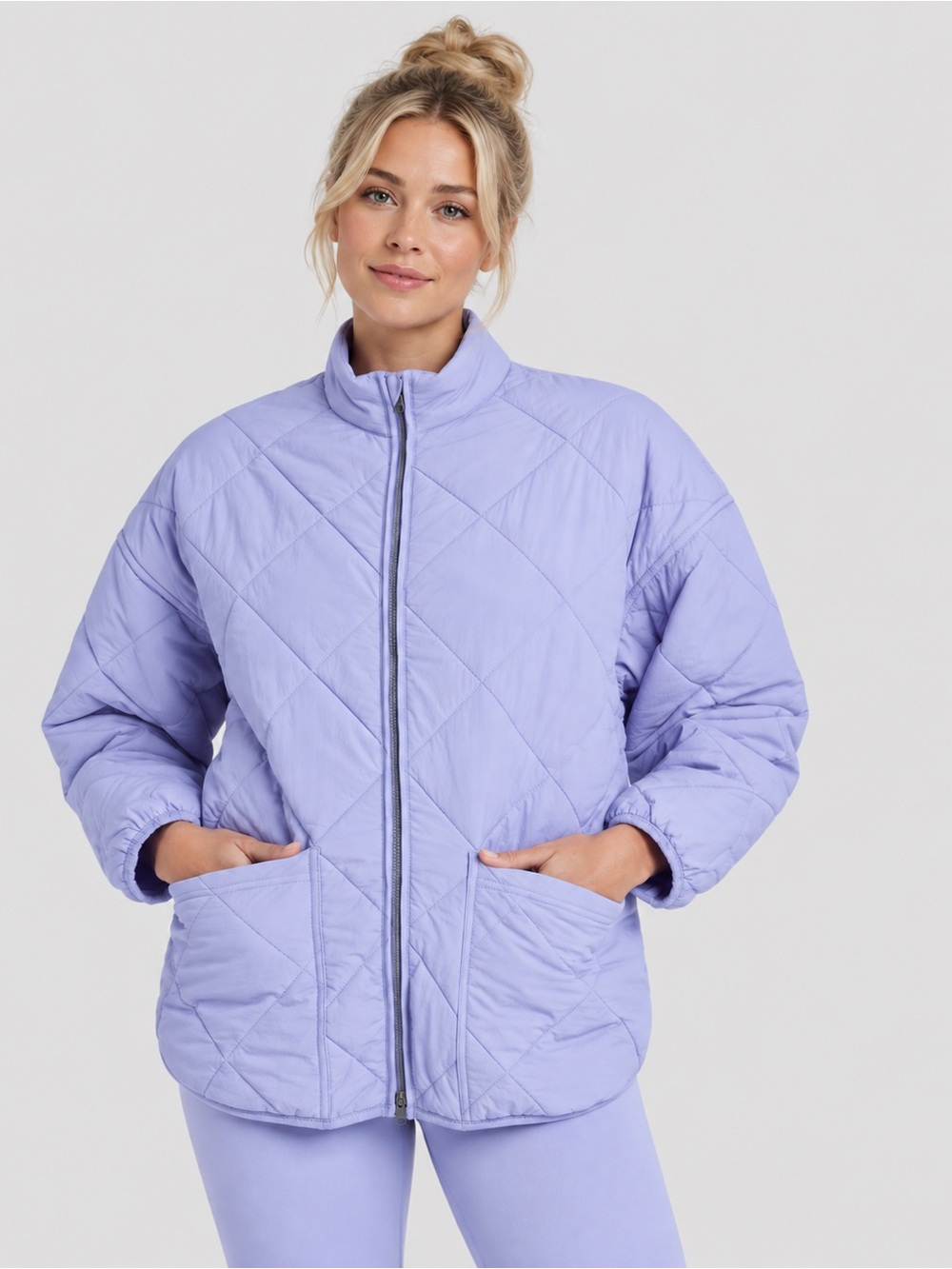 All in Motion Women’s Oversized Quilted Puffer Jacket Lavender XS NWT